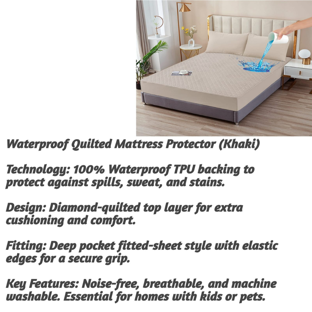 Waterproof Quilted Mattress Protector (Khaki)