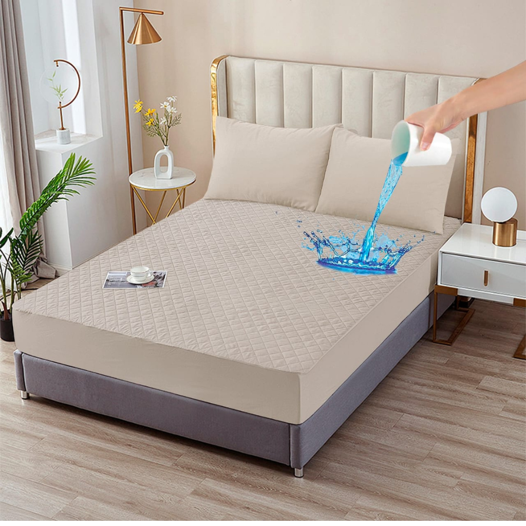 Waterproof Quilted Mattress Protector (Khaki)